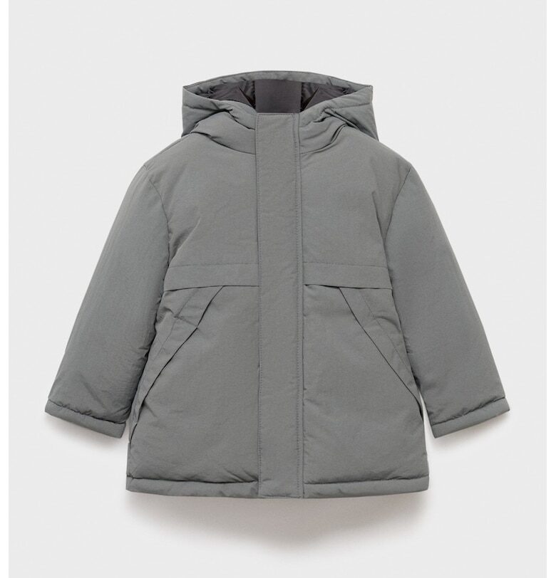 Зимно яке с качулка и цип Mango