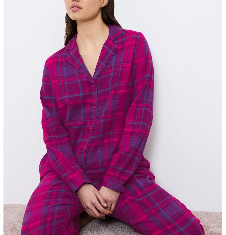 Карирана дълга пижама с двойни ревери Triumph