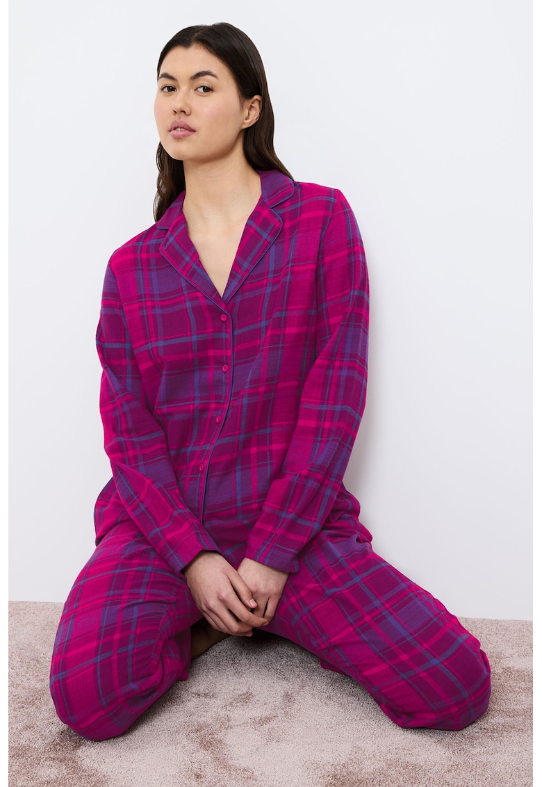 Карирана дълга пижама с двойни ревери Triumph
