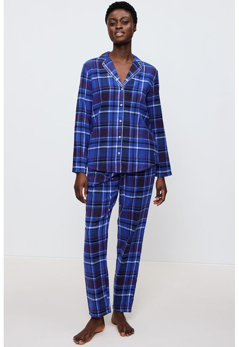 Карирана дълга пижама с двойни ревери Triumph