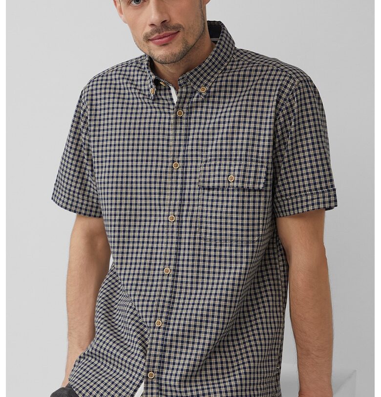 Карирана риза с копчета на яката sOliver