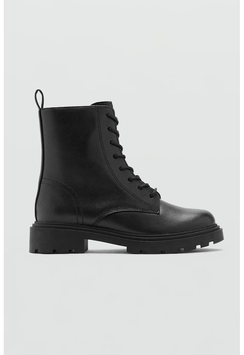 Кожени боти с връзки и цип Mango