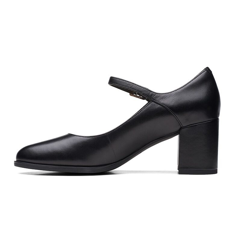 Кожени обувки Mary Jane с масивен ток Clarks