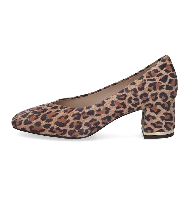 Кожени обувки с квадратен връх и масивен ток Caprice