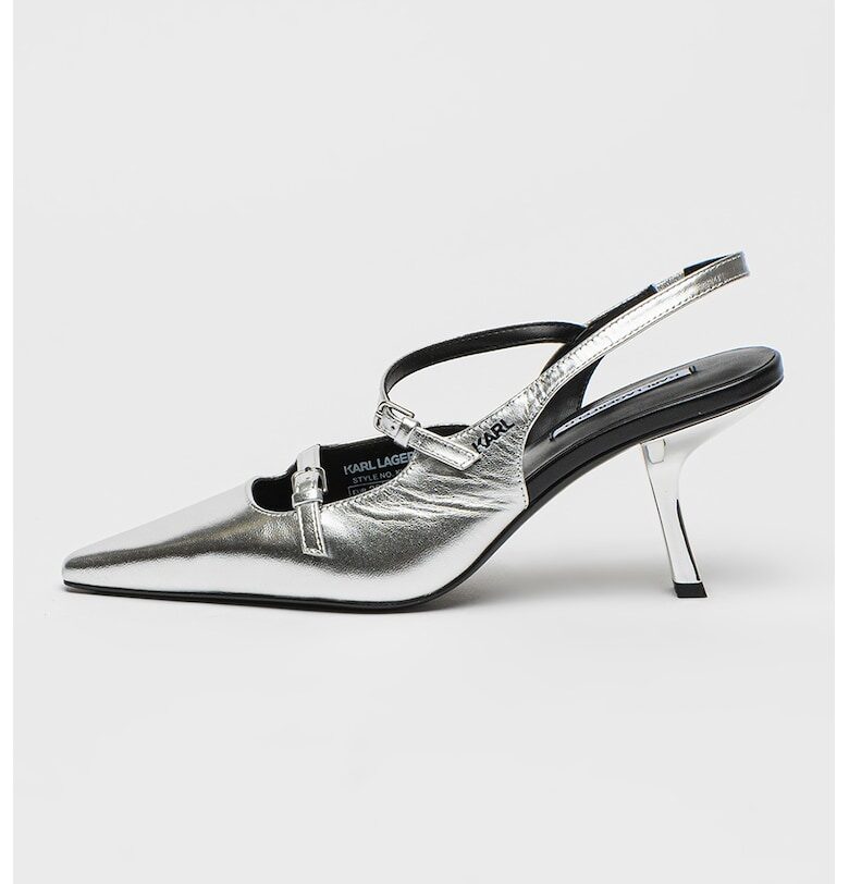 Кожени обувки с отворена пета и остър връх Karl Lagerfeld