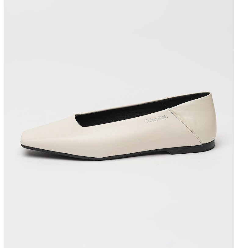 Кожени пантофки с квадратен връх CALVIN KLEIN