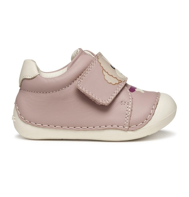 Кожени спортни обувки с велкро и принт Geox