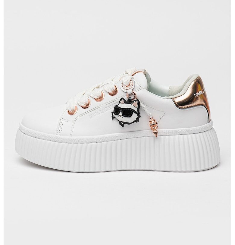 Кожени спортни обувки с монограм и равна платформа Karl Lagerfeld