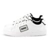 Кожени спортни обувки с пришито лого и равна подметка BOSS Kidswear