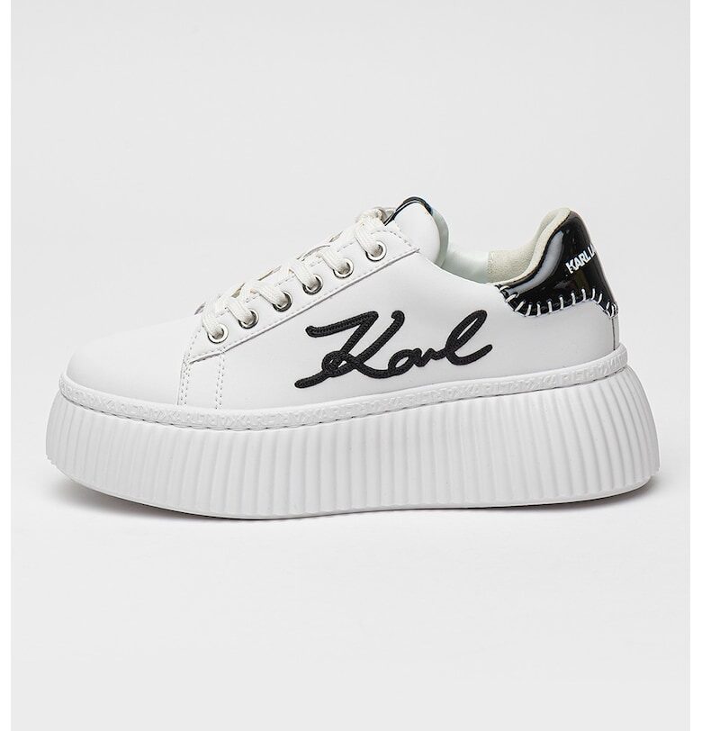 Кожени спортни обувки с равна платформа и лого Karl Lagerfeld