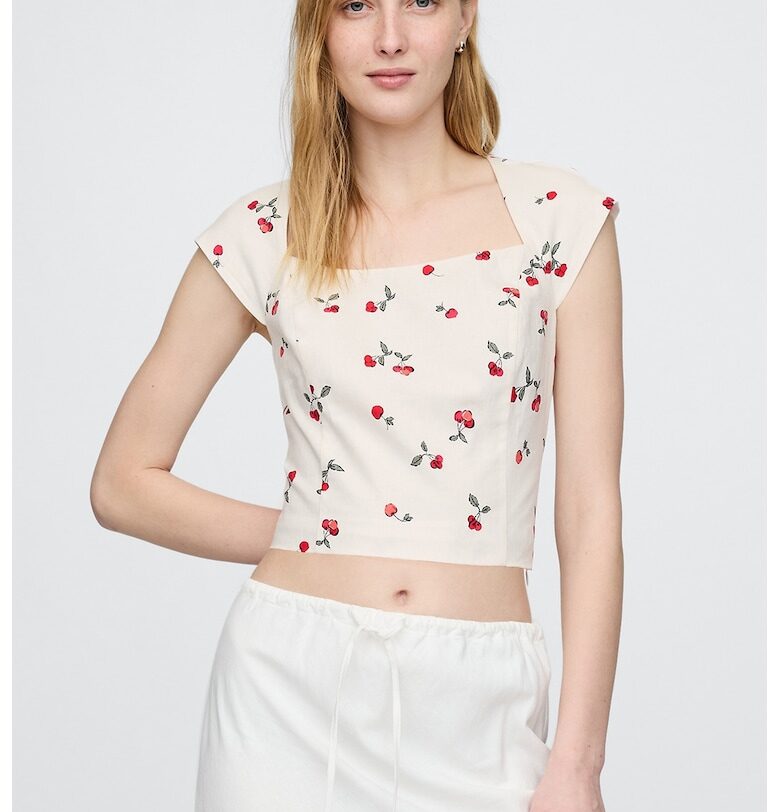 Къса блуза с плодова шарка GAP