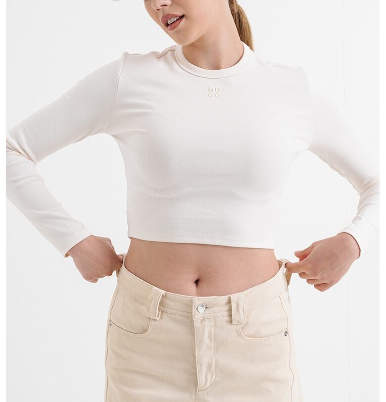 Къса слим блуза с лого HUGO