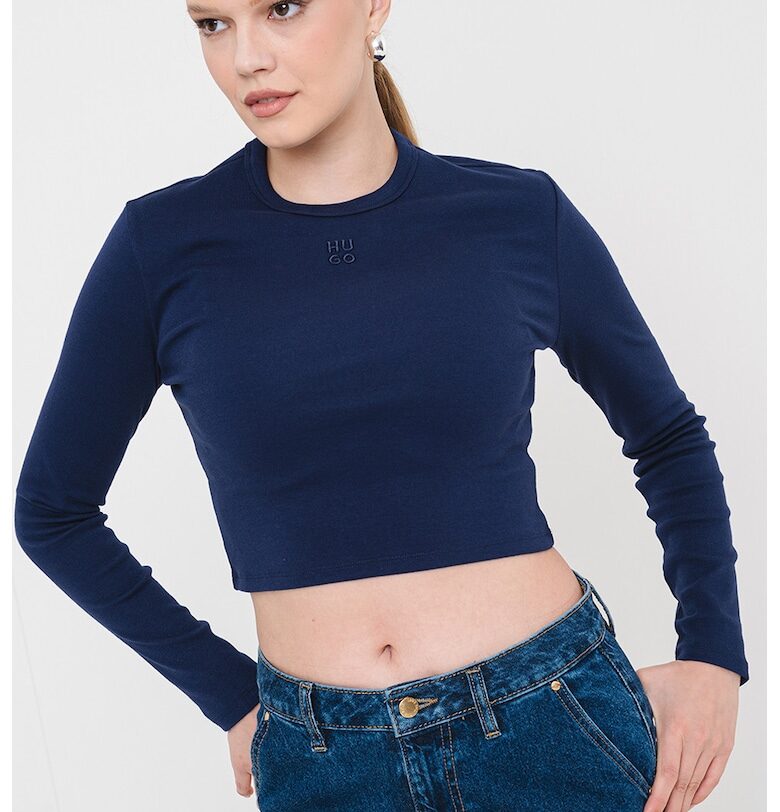 Къса слим блуза с лого HUGO