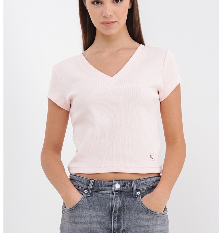 Къса шпиц тениска CALVIN KLEIN JEANS