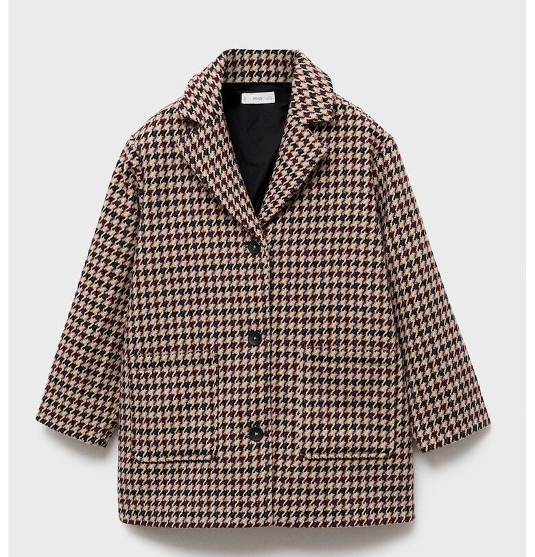 Късо пепитено палто Mango