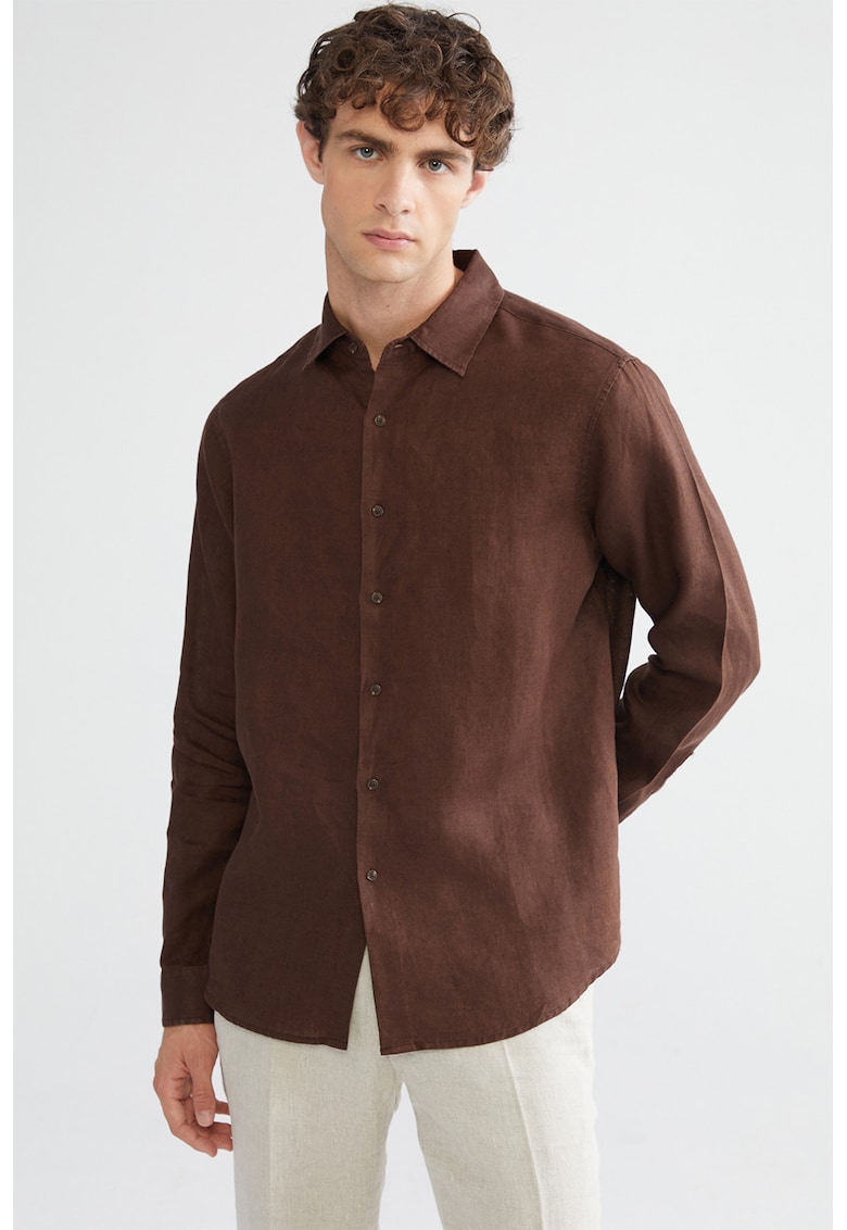 Ленена риза с копчета на маншетите LC WAIKIKI