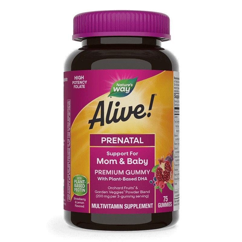 Мултивитамини за бременни Алайв с растителна DHA - Alive! Premium Prenatal Multivitamin Gummies
