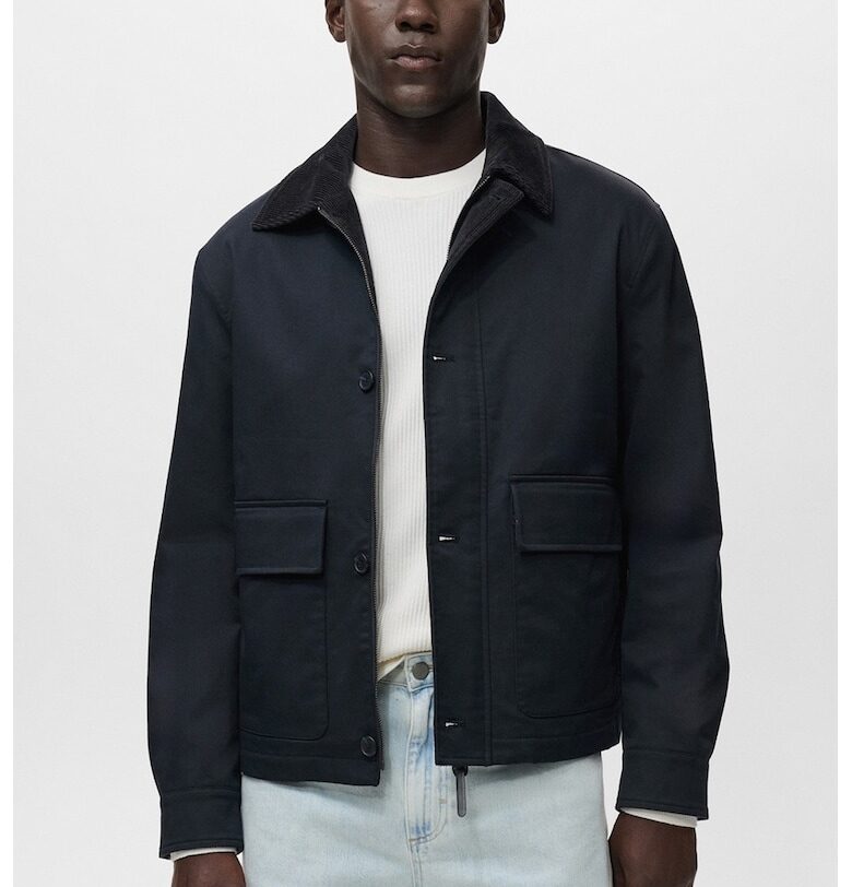 Непромокаемо яке с лен с остра яка Mango