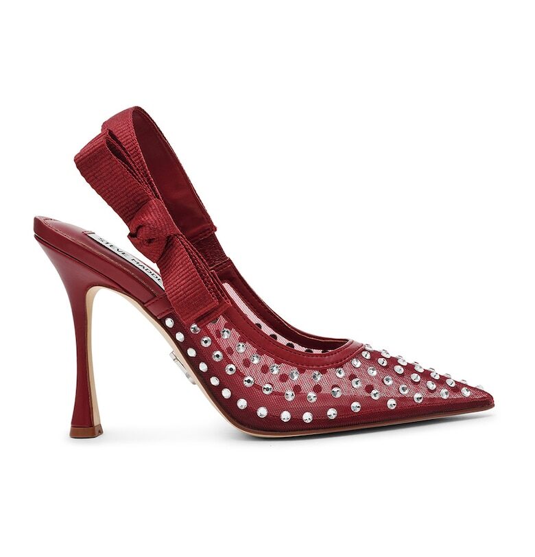 Обувки с отворена пета и ток с декоративни камъни Steve Madden