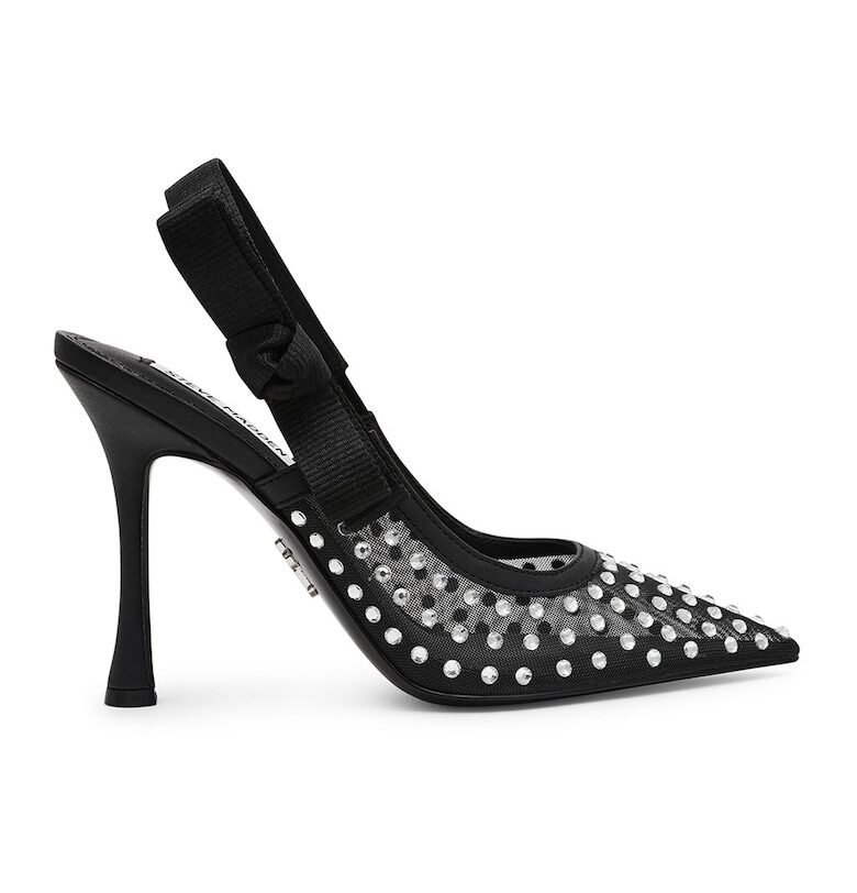 Обувки с отворена пета и ток с декоративни камъни Steve Madden