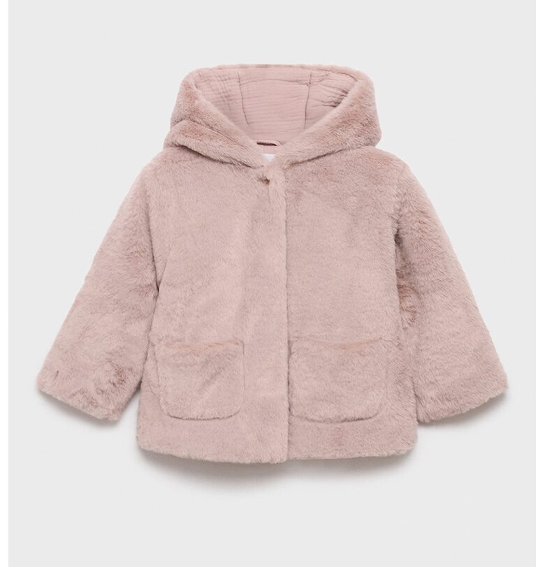 Палто от еко пух с качулка Mango