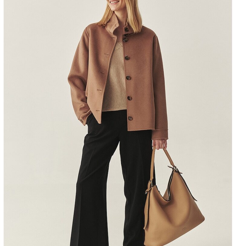 Палто с вълна с джобове встрани - Бежов - Tatuum