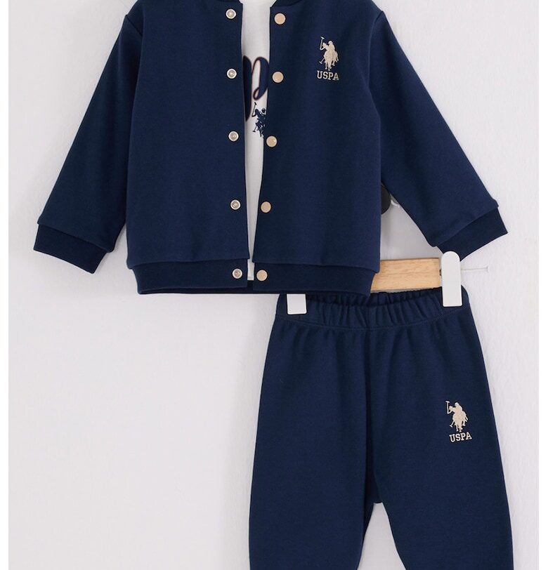 Памучен комплект с бродирано лого - 3 части US Polo Assn