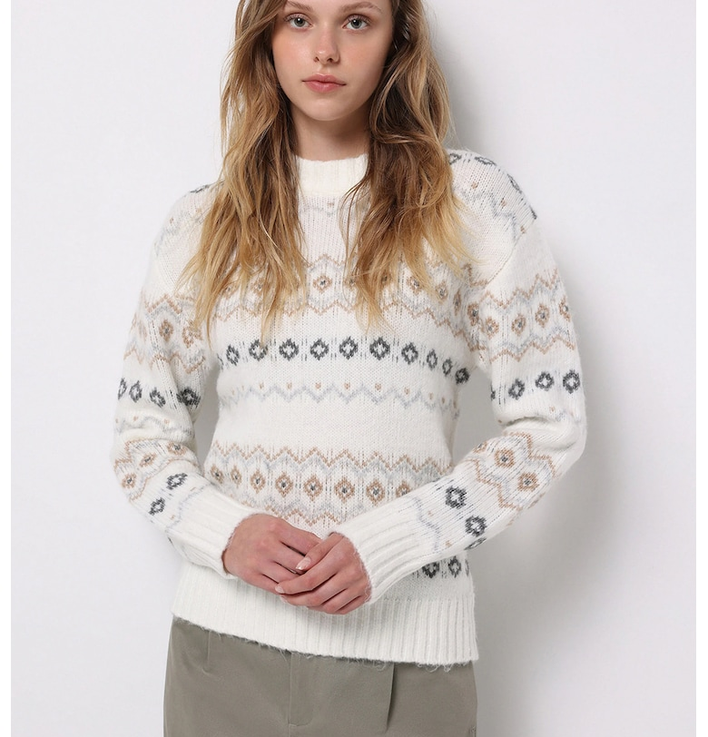 Памучен пуловер с овално деколте COLINS