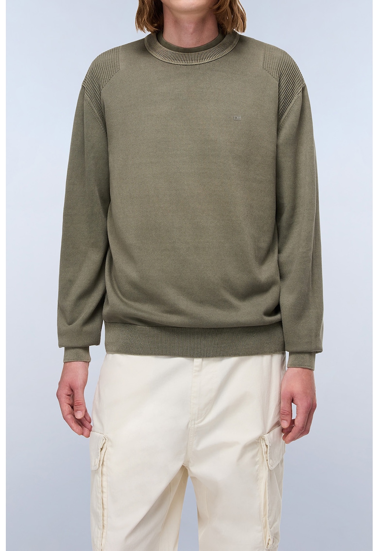 Памучен пуловер с овално деколте Napapijri