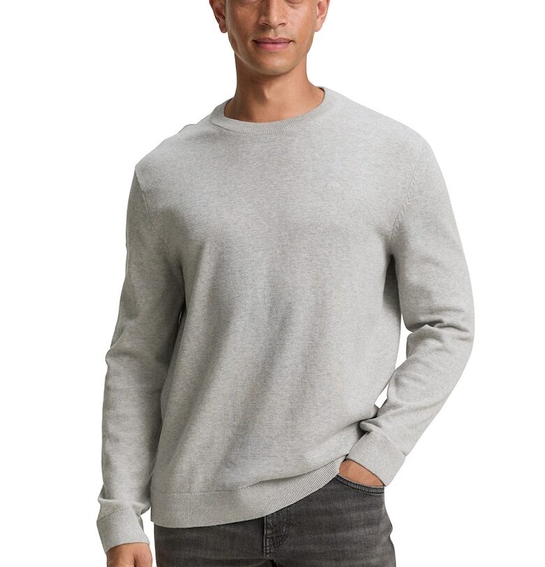 Памучен пуловер с овално деколте Tom Tailor