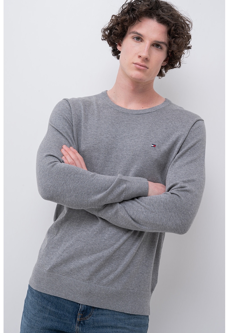 Памучен пуловер с овално деколте Tommy Hilfiger