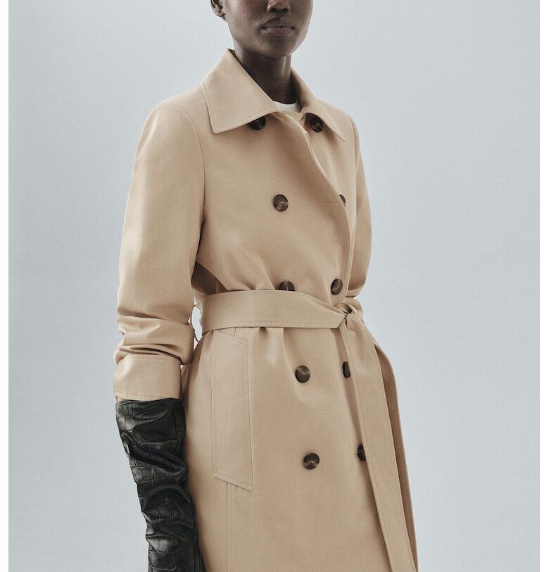 Памучен тренч с двуредно закопчаване Mango