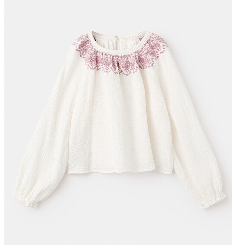 Памучна блуза с бродерии Mango