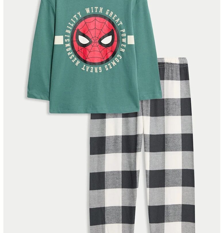 Памучна пижама с шарка Marks  Spencer