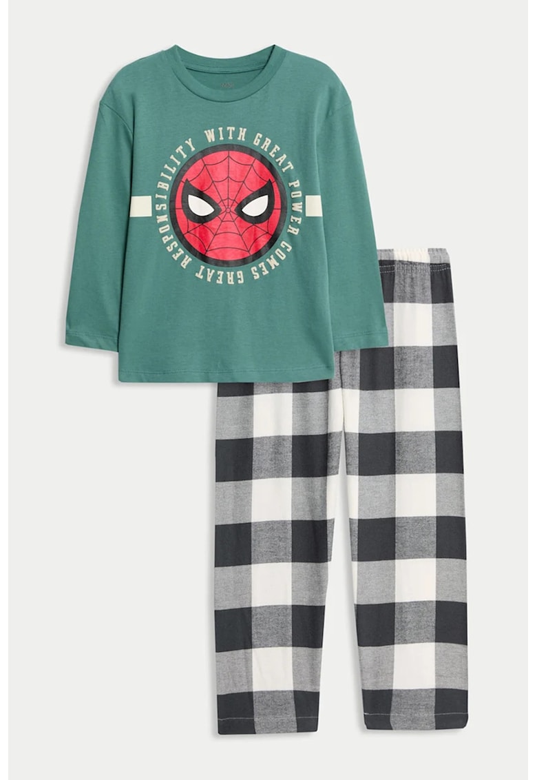 Памучна пижама с шарка Marks  Spencer