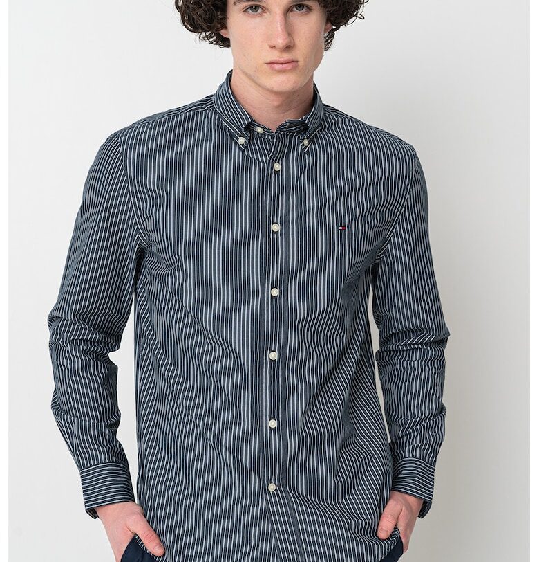 Памучна риза с дълги ръкави и лого Tommy Hilfiger