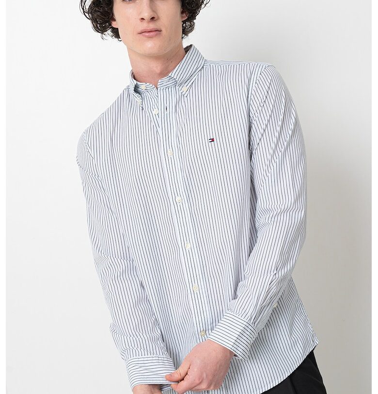 Памучна риза с дълги ръкави и лого Tommy Hilfiger