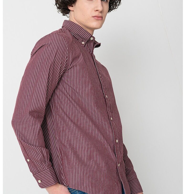 Памучна риза с дълги ръкави и лого Tommy Hilfiger