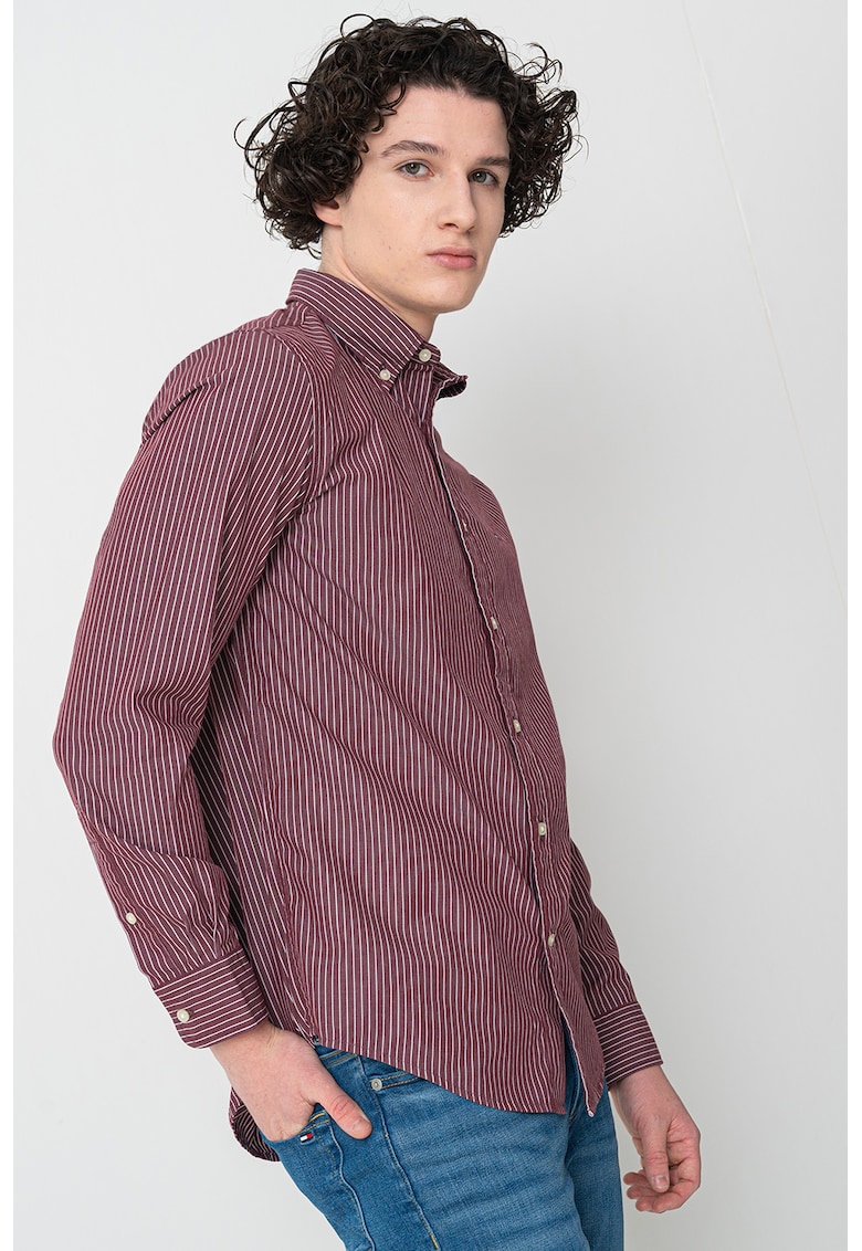 Памучна риза с дълги ръкави и лого Tommy Hilfiger