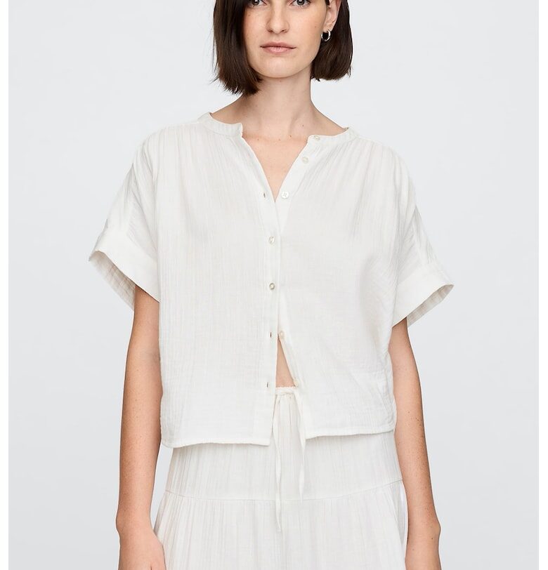 Памучна риза с паднали ръкави GAP