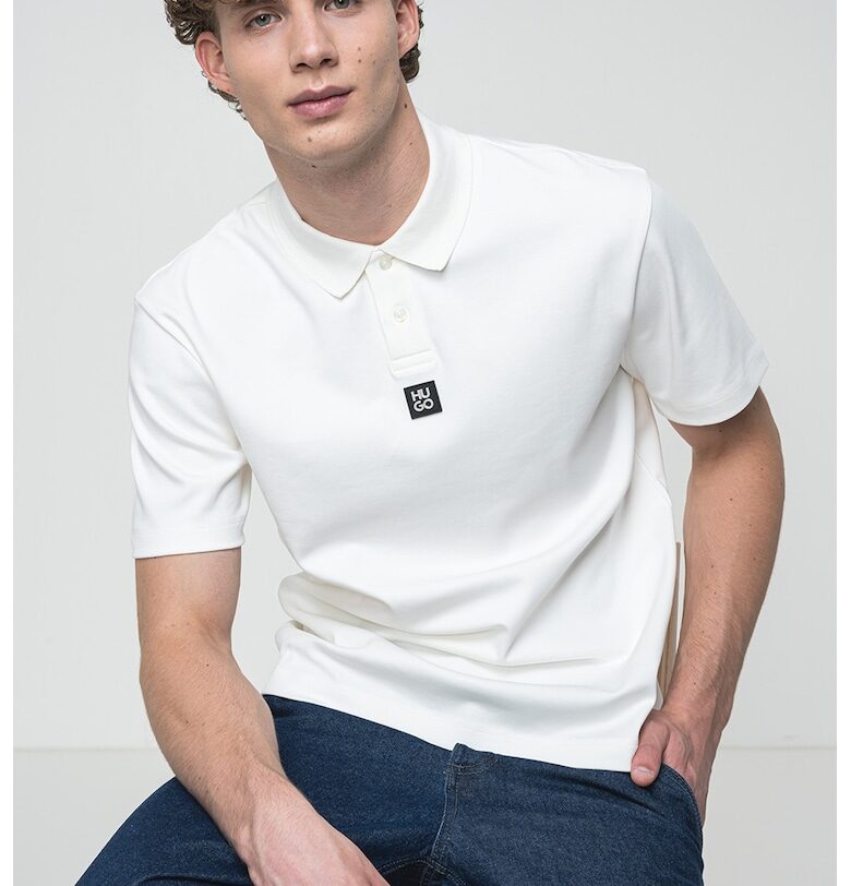 Памучна тениска Deabono с яка HUGO