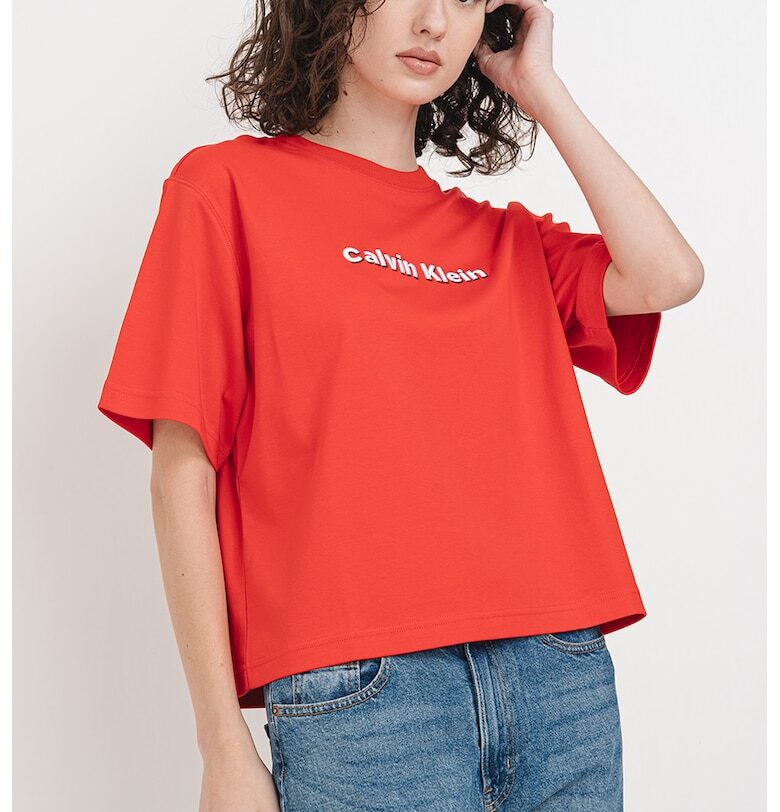 Памучна тениска с бродерии CALVIN KLEIN JEANS