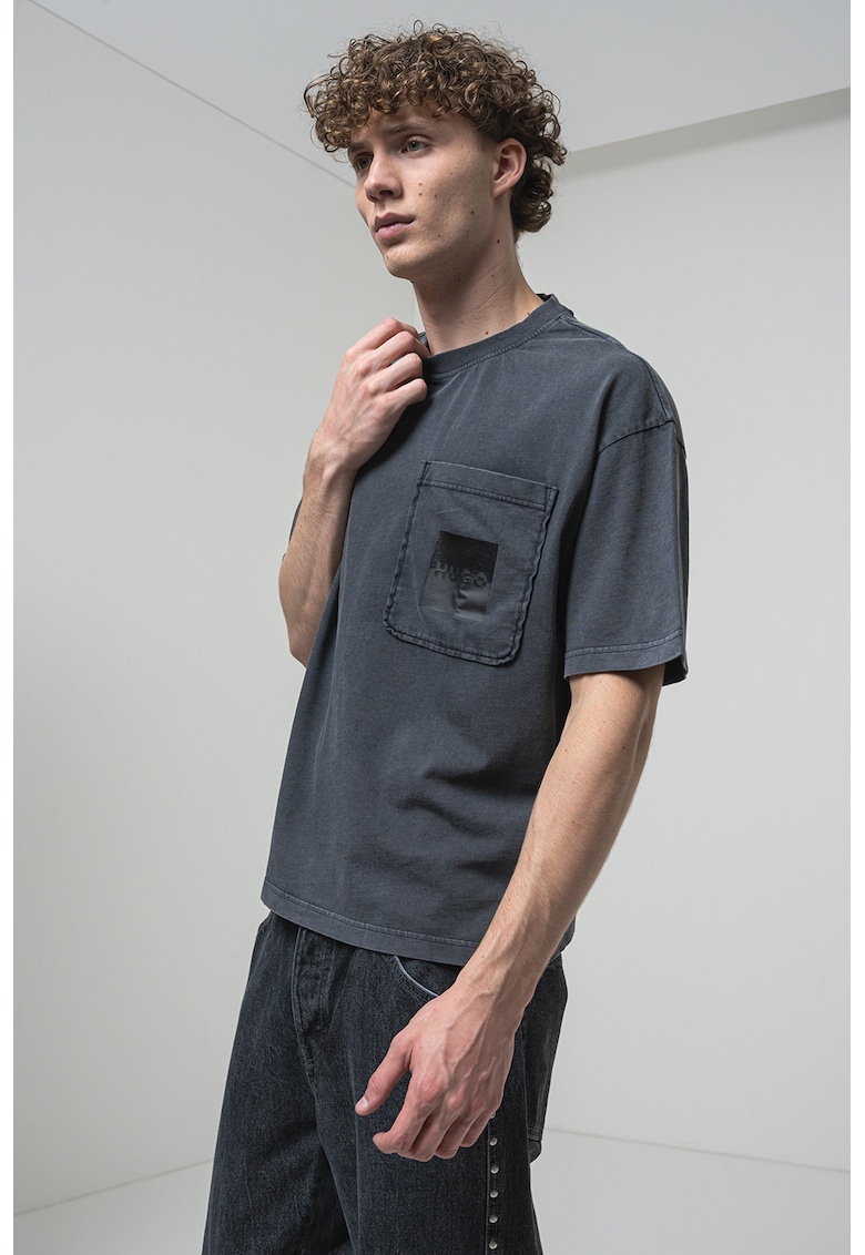 Памучна тениска с джобове отпред HUGO