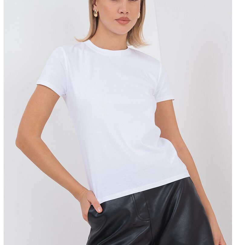 Памучна тениска с овално деколте CALVIN KLEIN