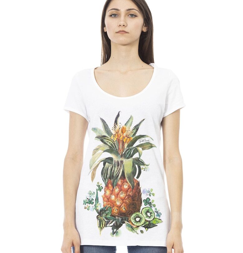 Памучна тениска с овално деколте JUST CAVALLI