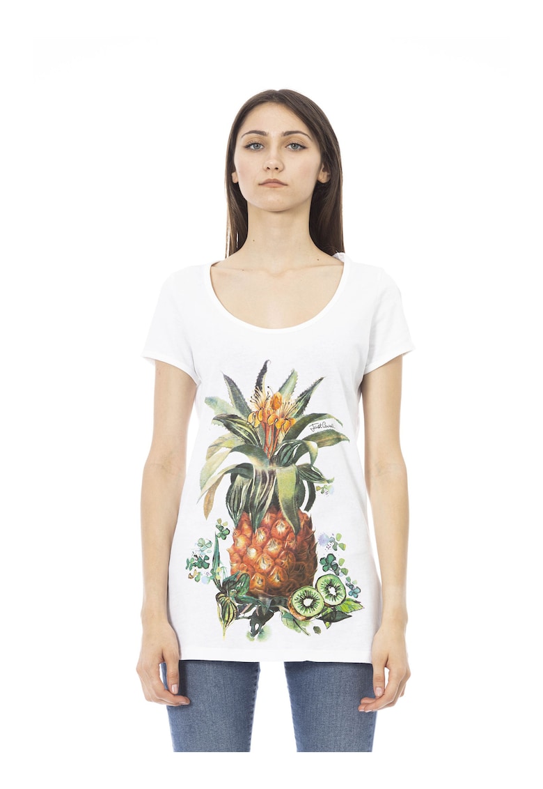 Памучна тениска с овално деколте JUST CAVALLI