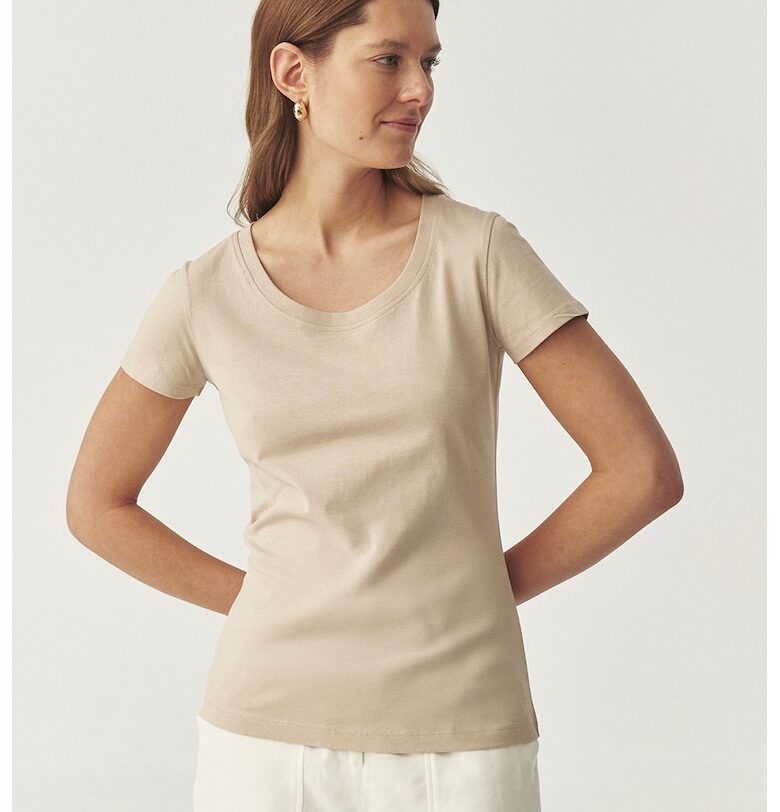 Памучна тениска с овално деколте Tatuum