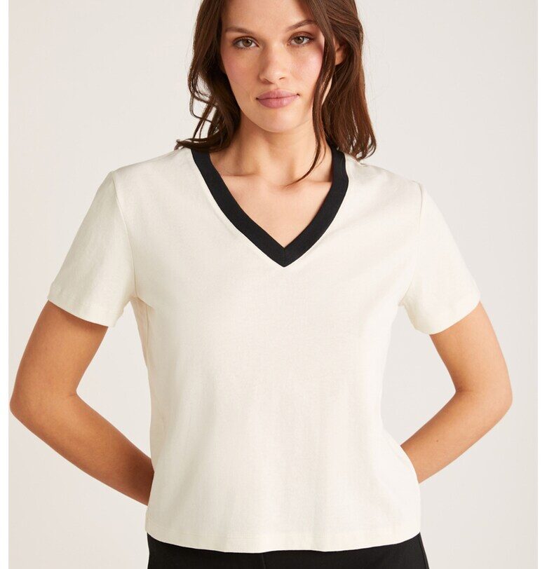 Памучна тениска с шпиц Ethiquet