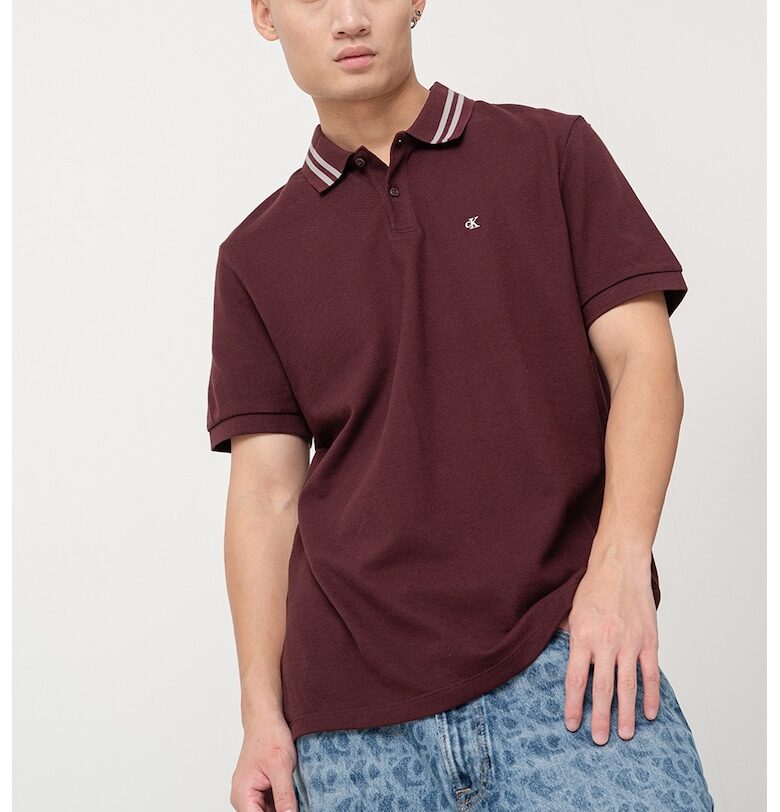 Памучна тениска с яка CALVIN KLEIN JEANS