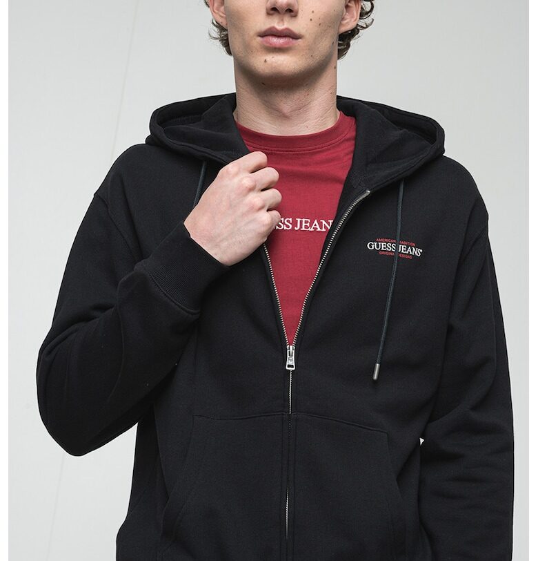 Памучно худи с цип GUESS JEANS